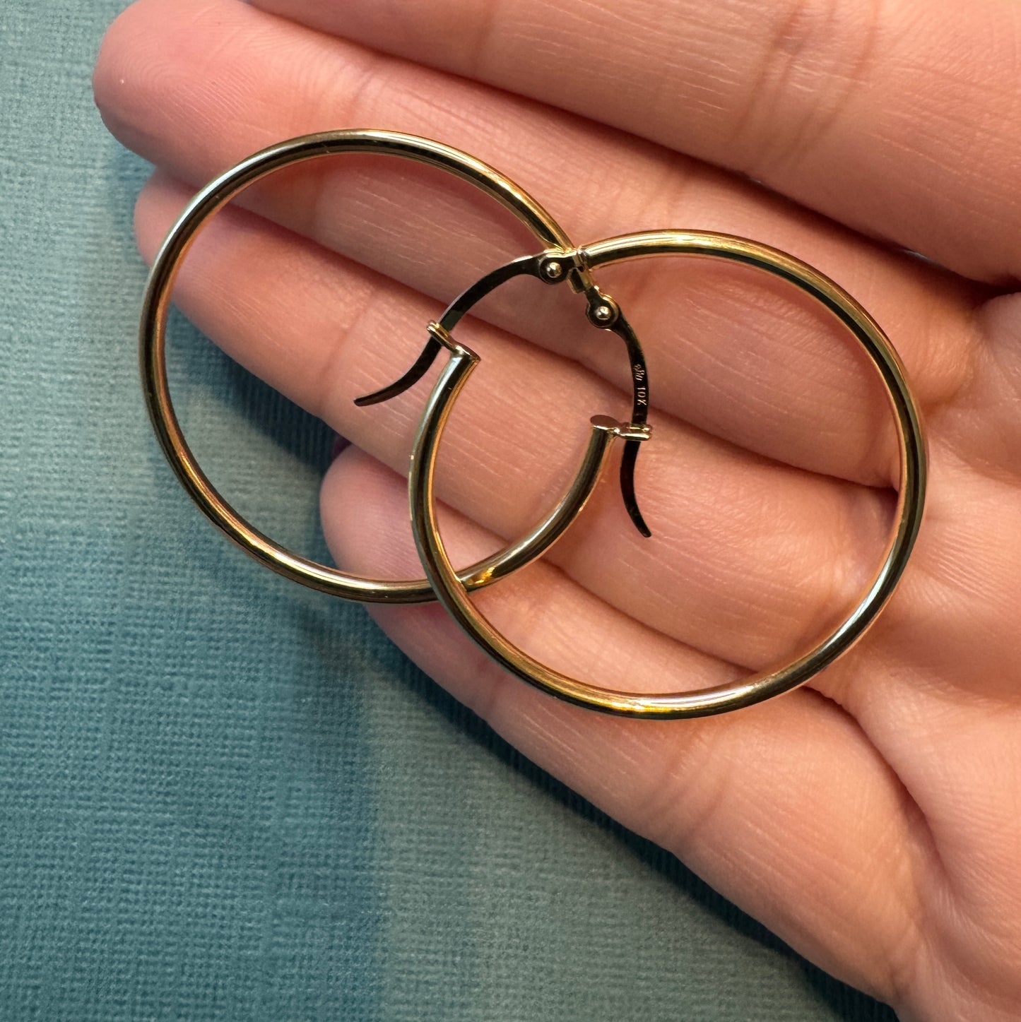 10 K gold plain hoops