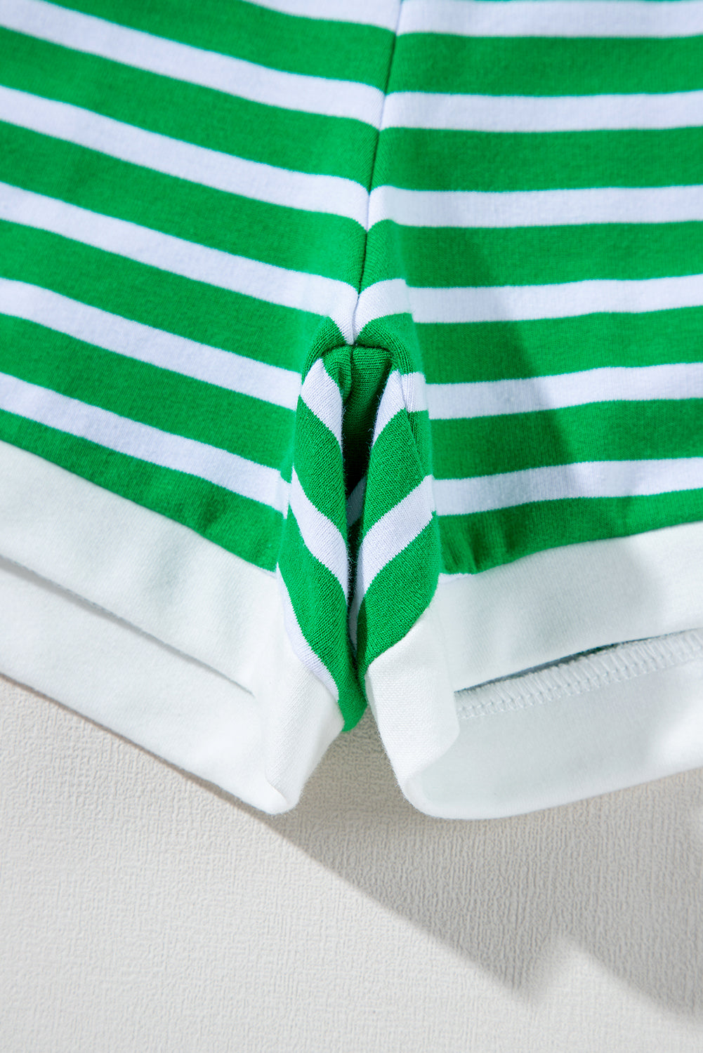 Dark Green Striped Cap Sleeve Tee and Shorts Set. GCollection