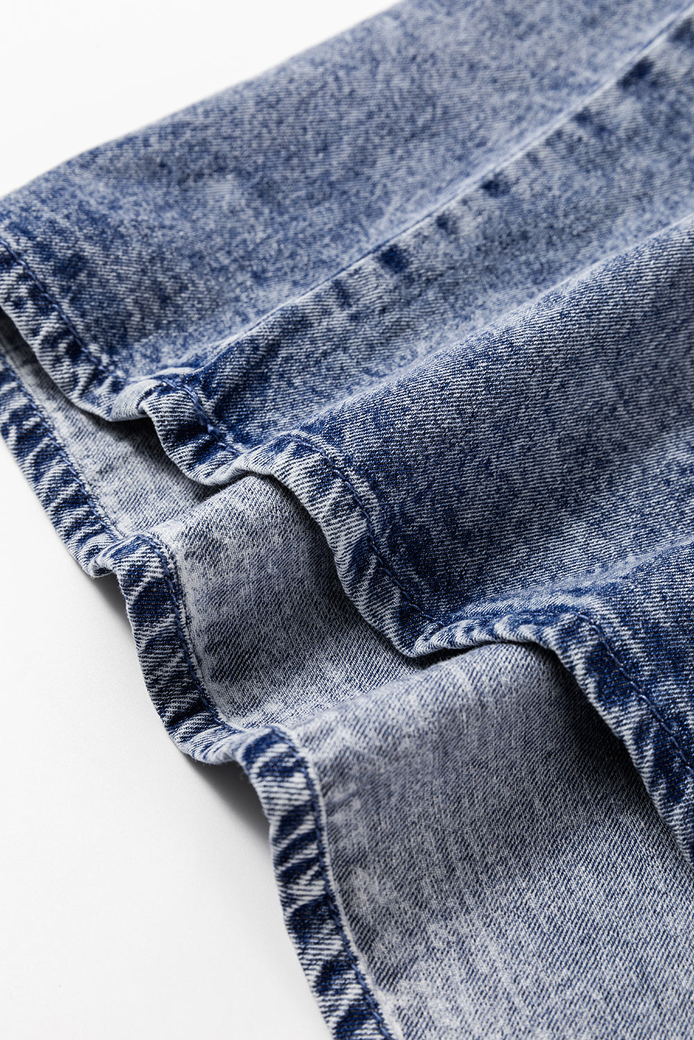 Blue Acid Wash Pearl Embellishments Denim Top. GCollection
