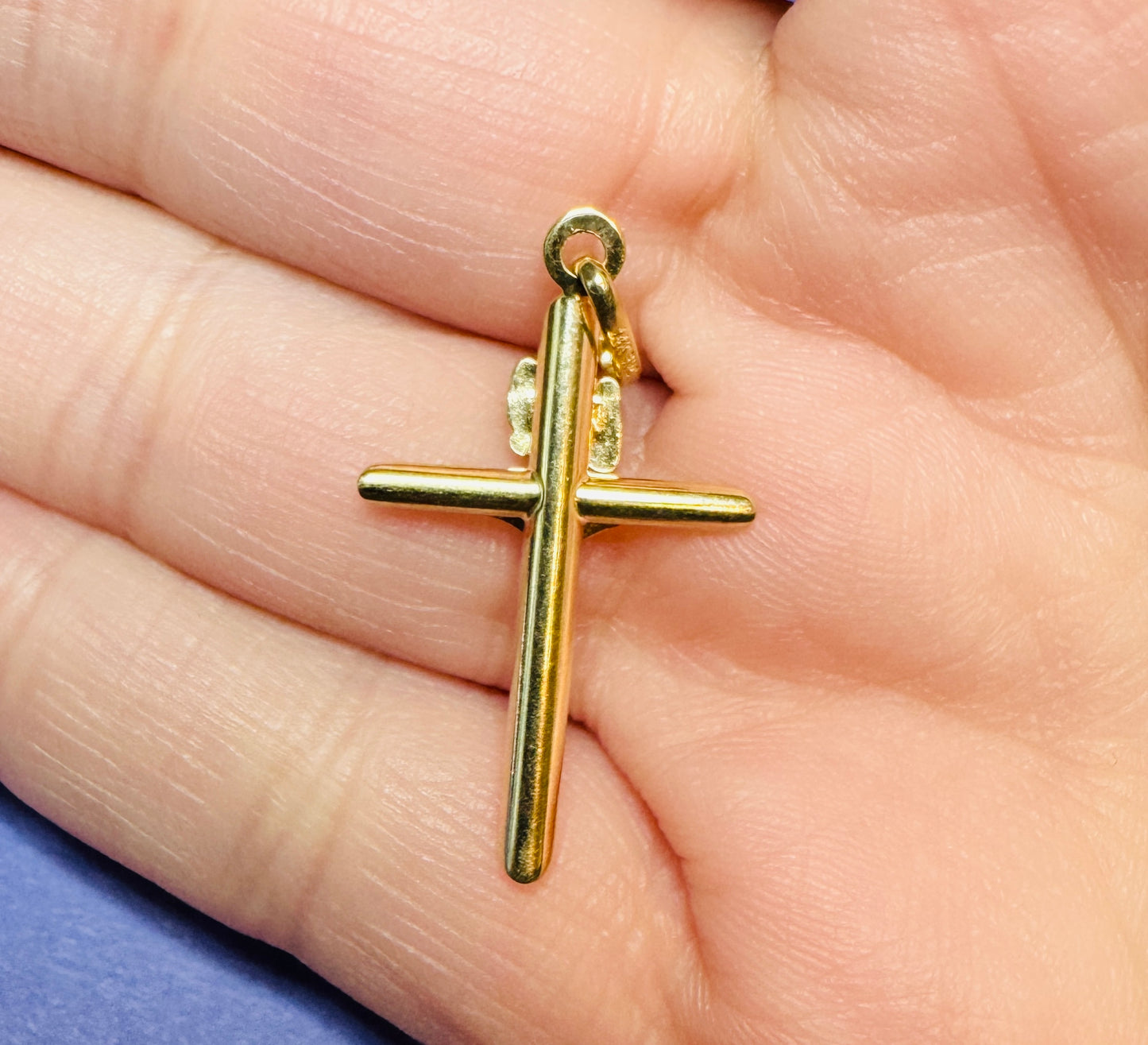 14K yellow and white gold cross