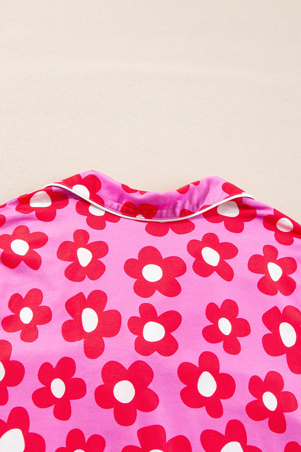 Pink Flower Print Long Sleeve Pajamas Set. GCollection
