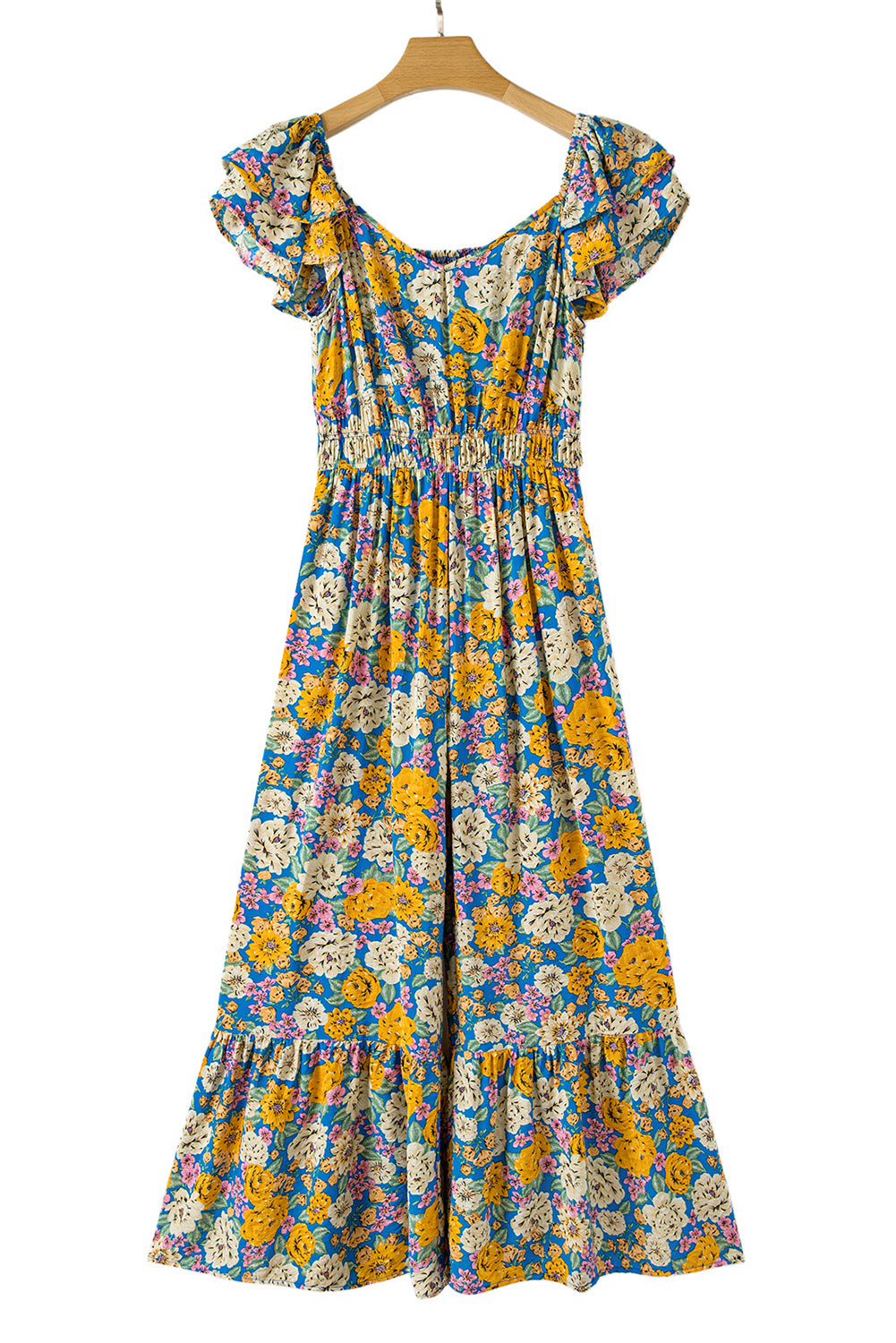Yellow Floral High Waist Jumpsuit. GCollection