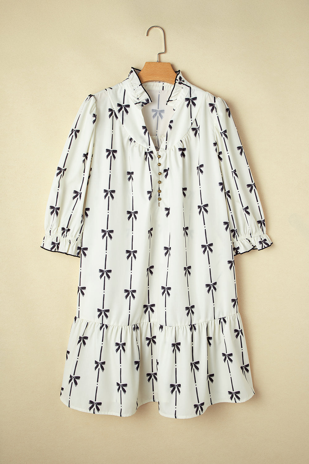 Apricot Bow Printed Plus Size Dress. PSCollection