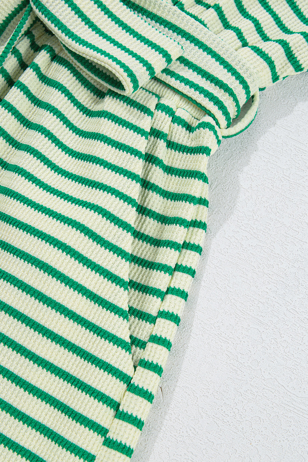 Green Stripe Textured Romper. GCollection