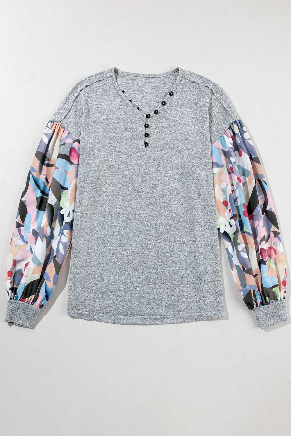 Floral Lantern Sleeve V Neck Top. GCollection