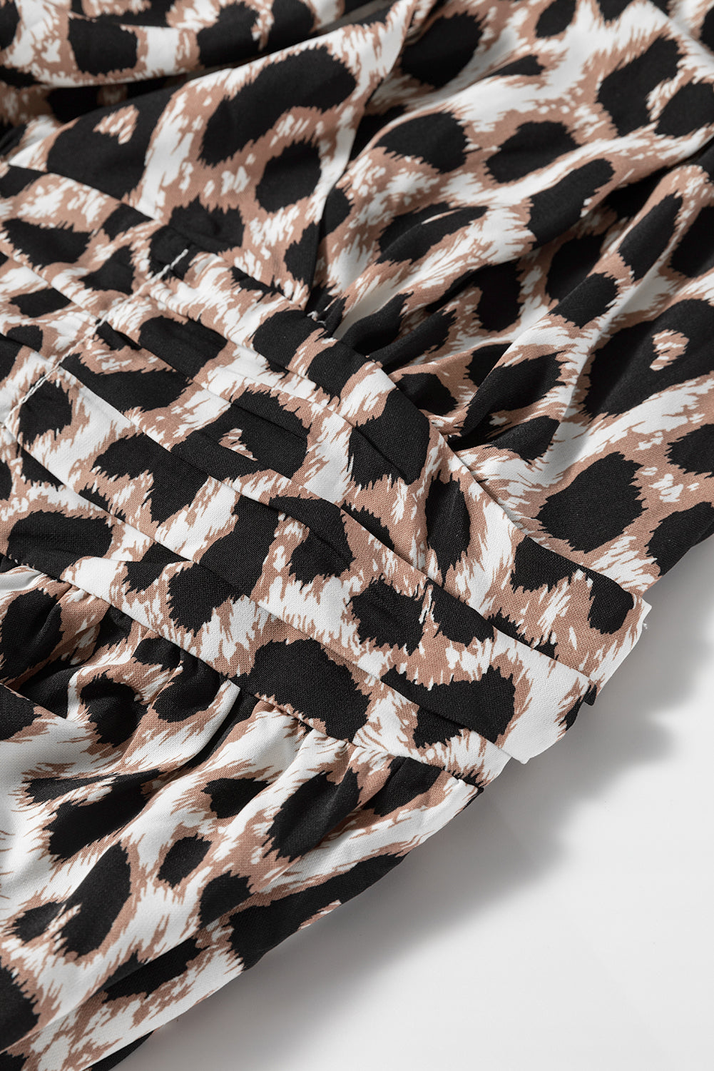 Leopard V Neck Cinched High Waist Open Back Maxi Dress. GCollection