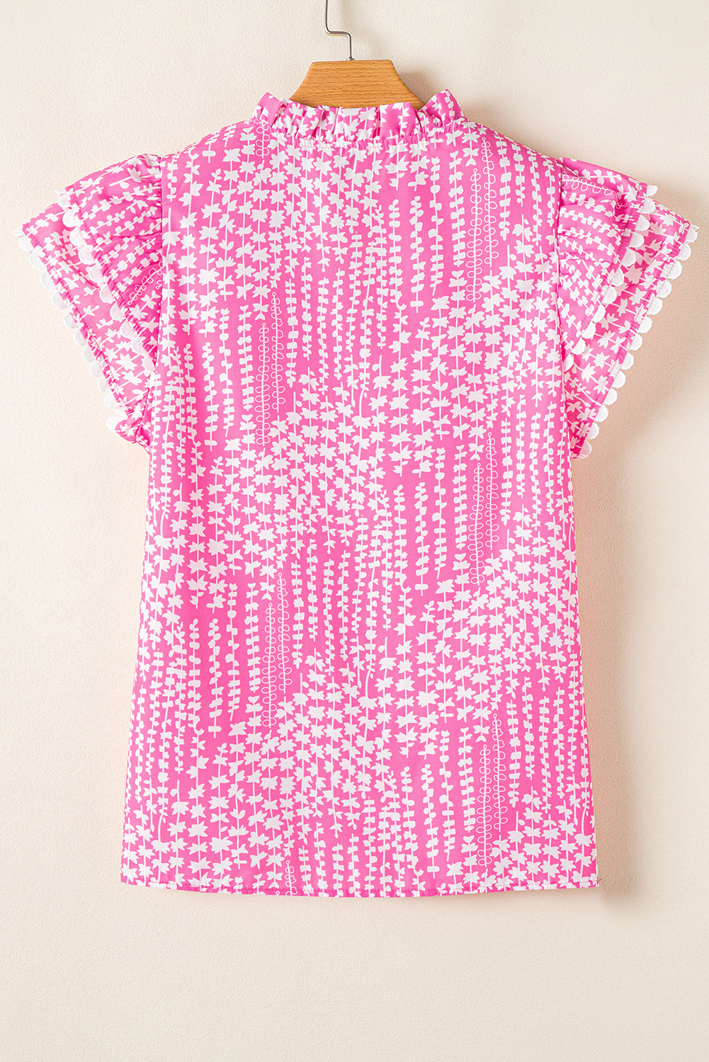 Pink Abstract Print Ric Rac Trim Blouse. GCollection