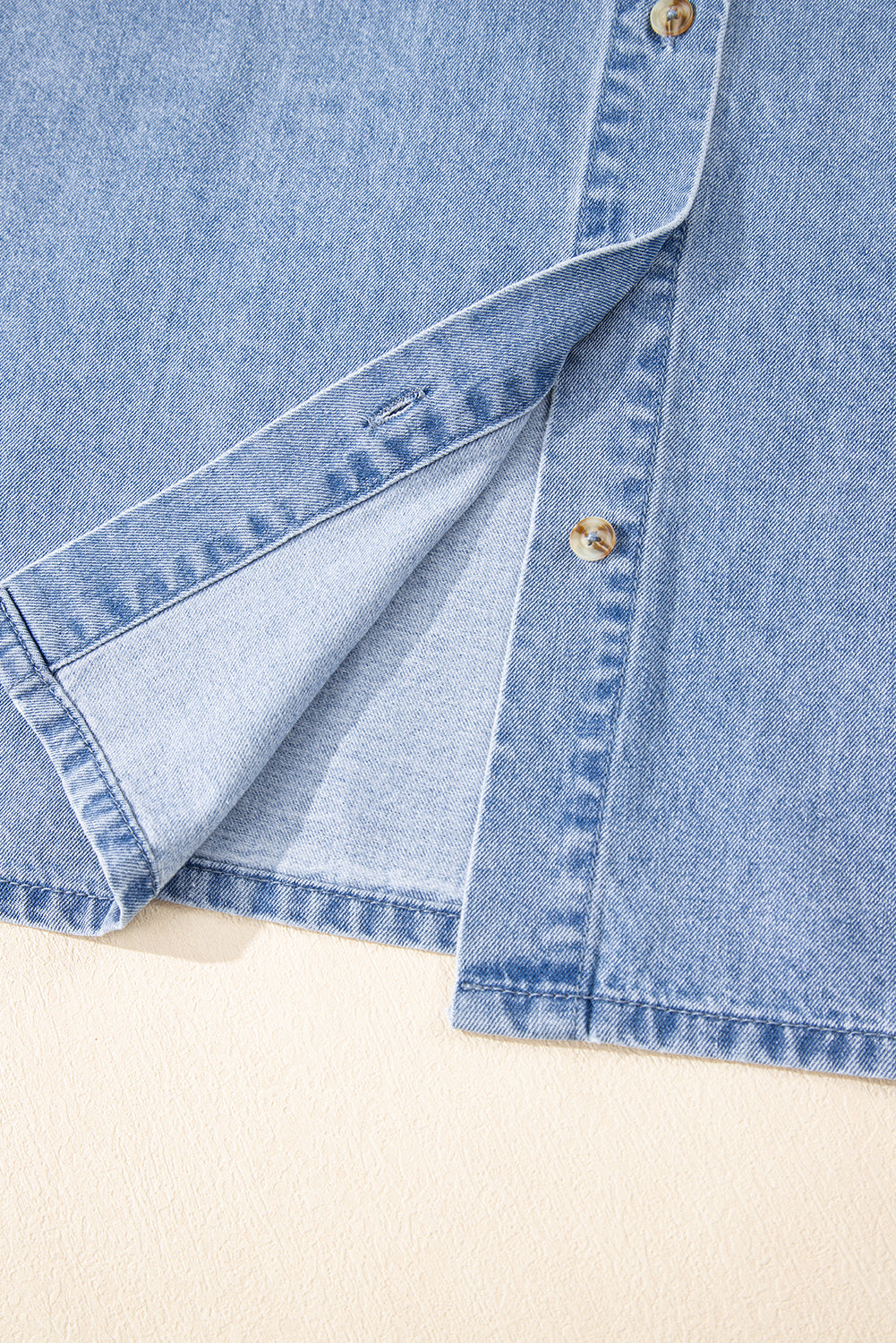 Blue Short Sleeve Pocketed Button up Denim Dress. GCollection