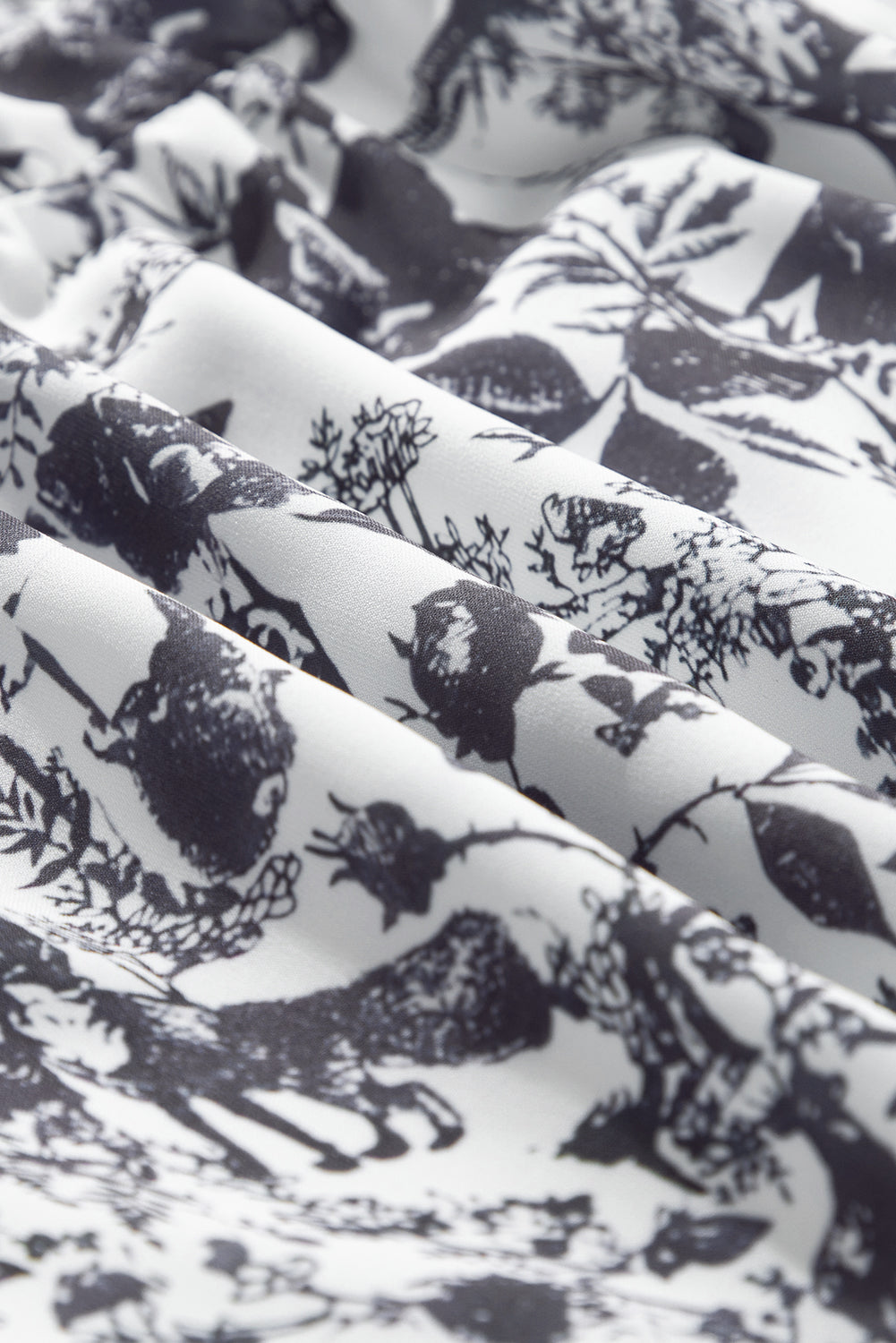 Black Floral Print Bow Detail Puff Sleeve Plus Size Dress. PSCollection