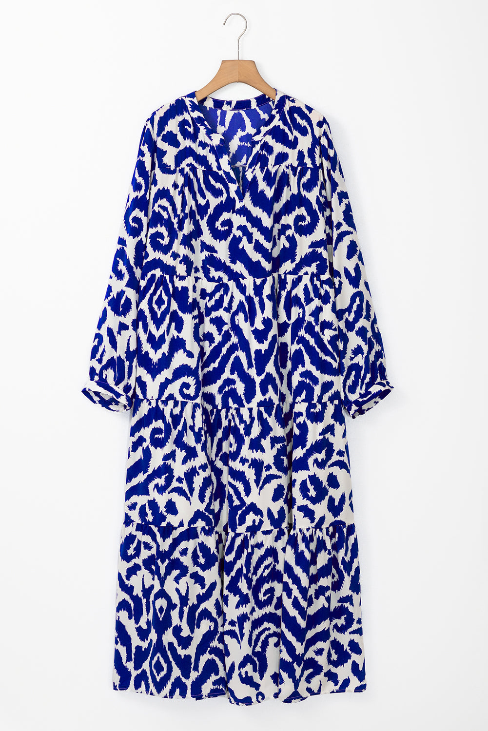 Blue Western Abstract Geometric Printed Maxi Dress. GCollection