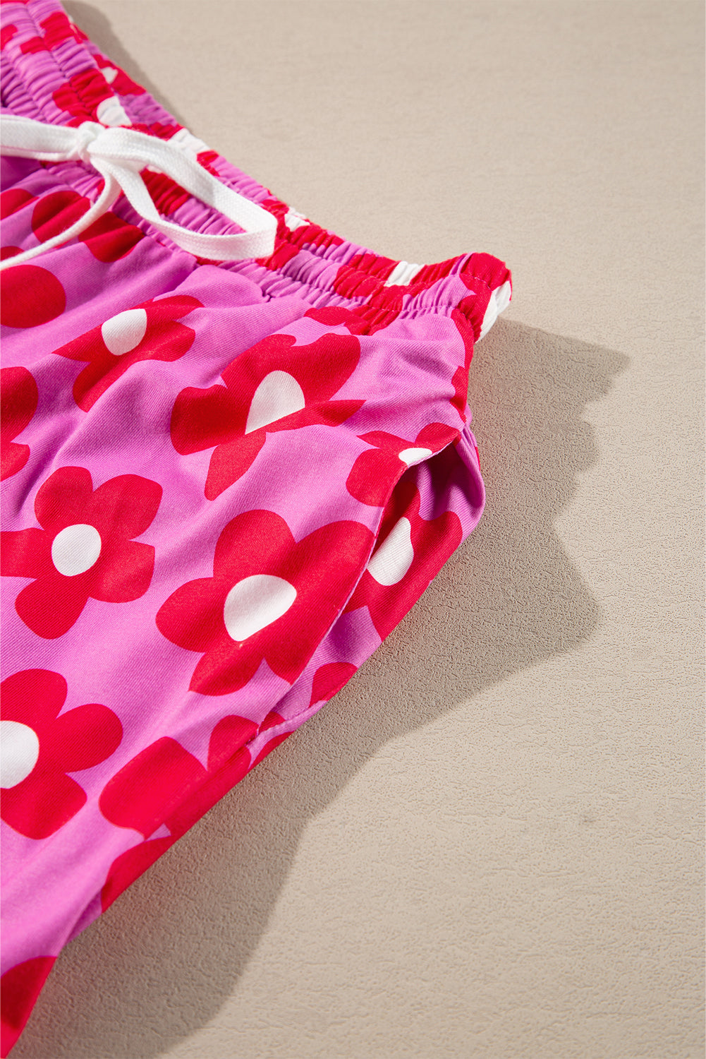 Pink Flower Print Long Sleeve Pajamas Set. GCollection