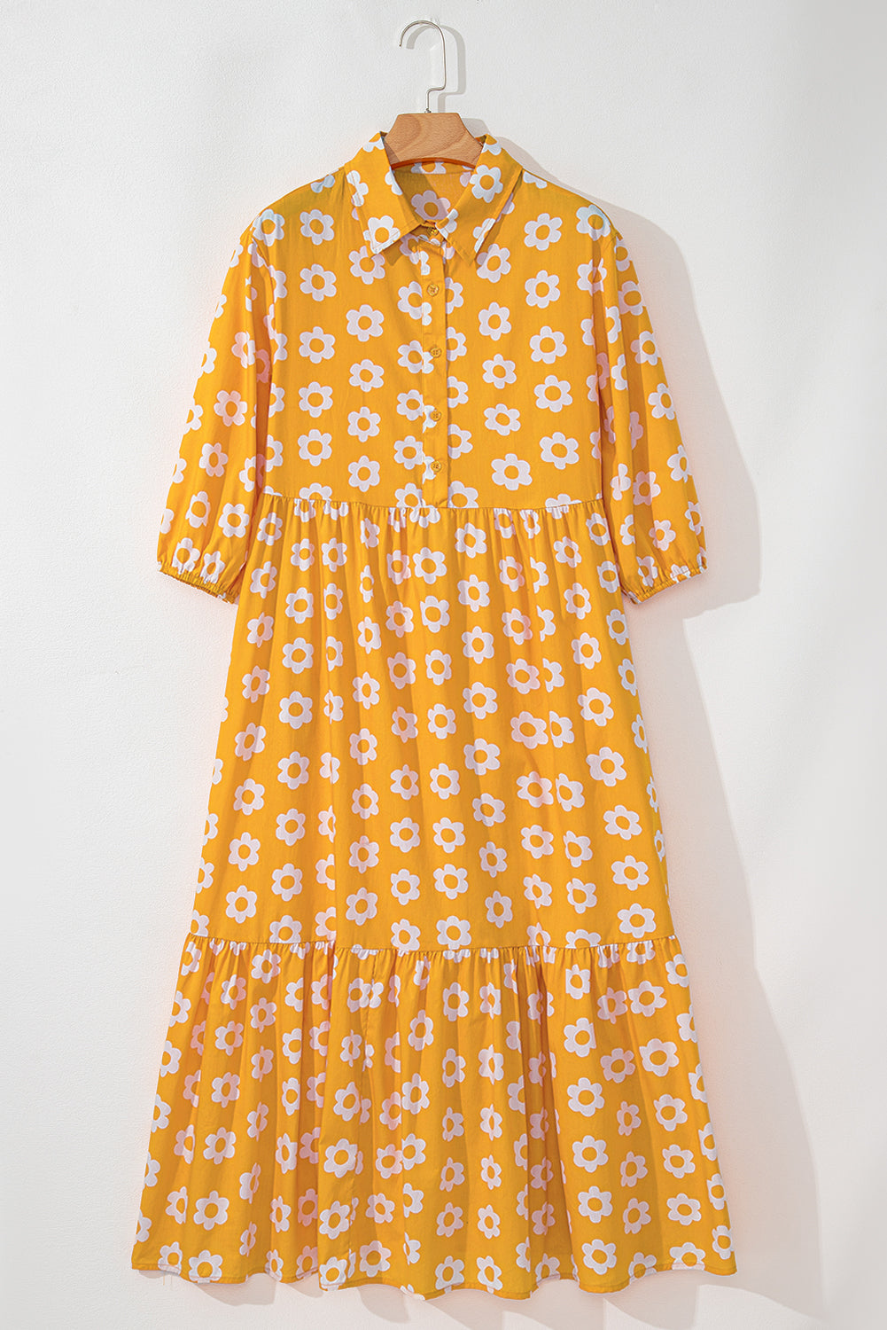 Yellow Flower Print Maxi Dress. GCollection