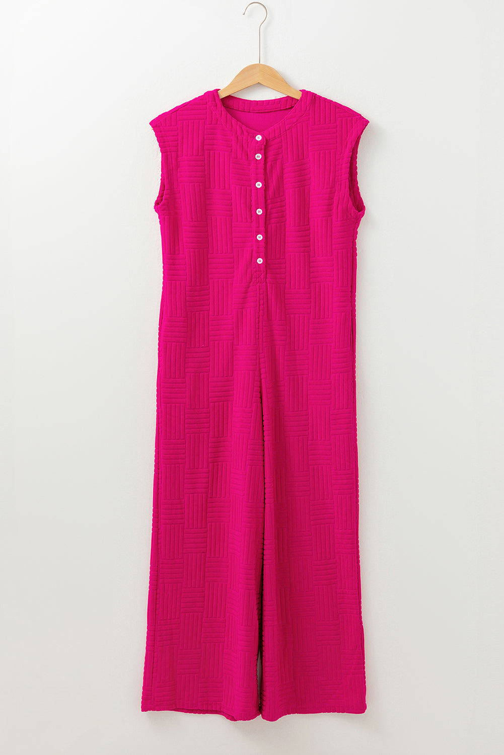 Bright Pink Terry Textured Jumpsuit. GCollection