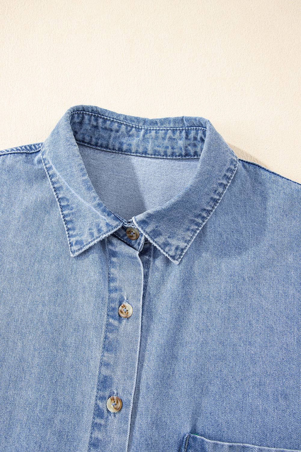 Blue Short Sleeve Pocketed Button up Denim Dress. GCollection