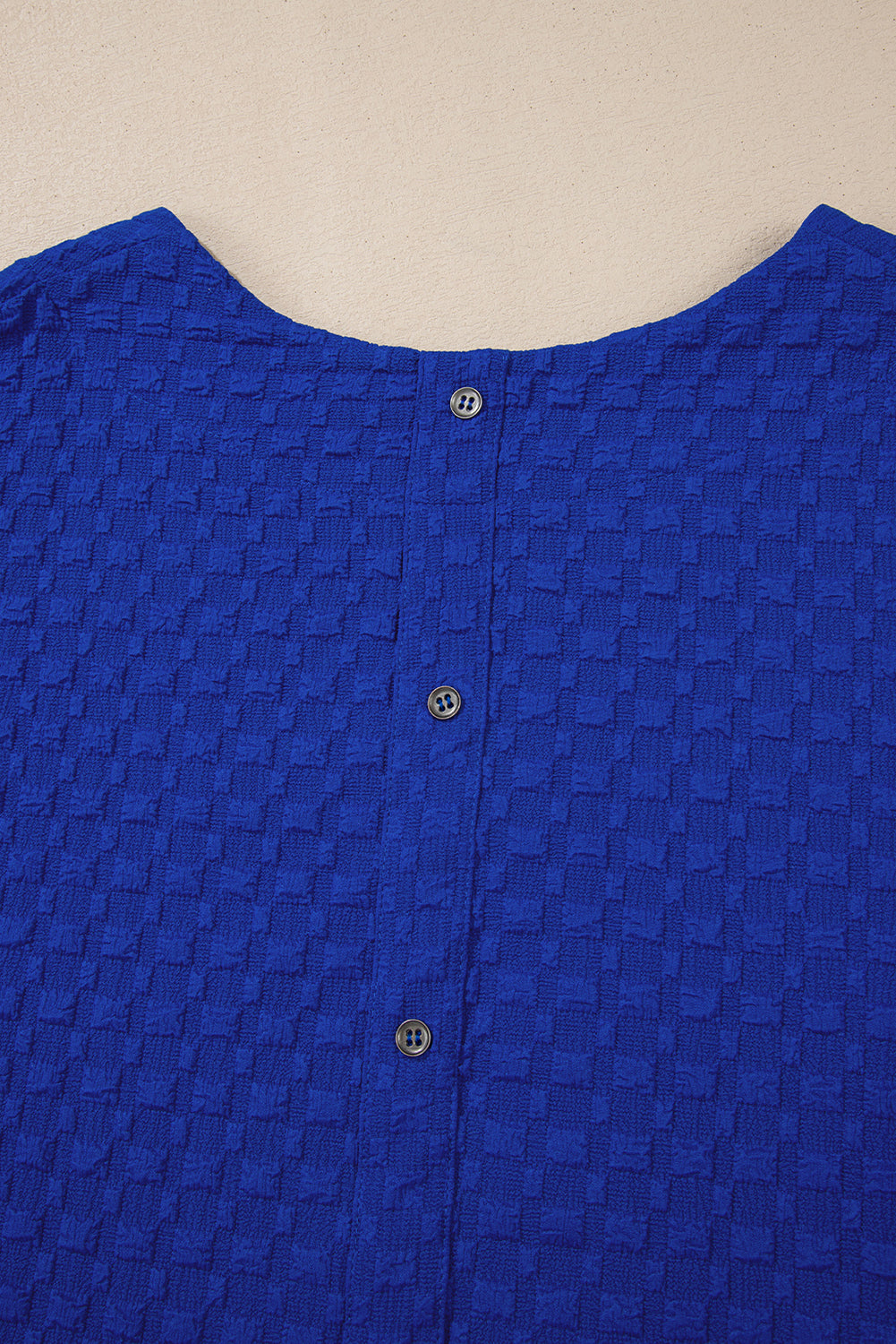 Sky Blue Jacquard Textured Buttoned Tee and Shorts Set. GCollection
