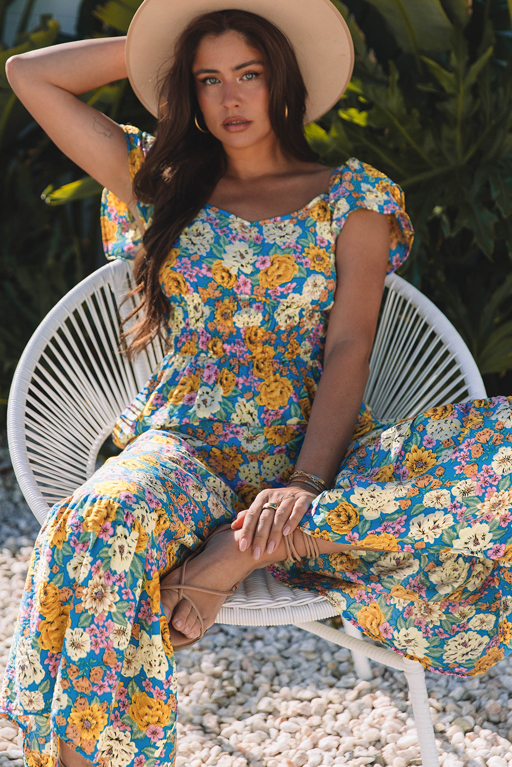 Yellow Floral High Waist Jumpsuit. GCollection