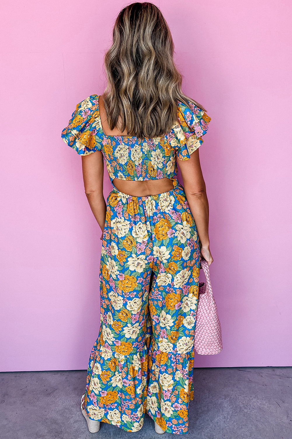 Yellow Floral High Waist Jumpsuit. GCollection
