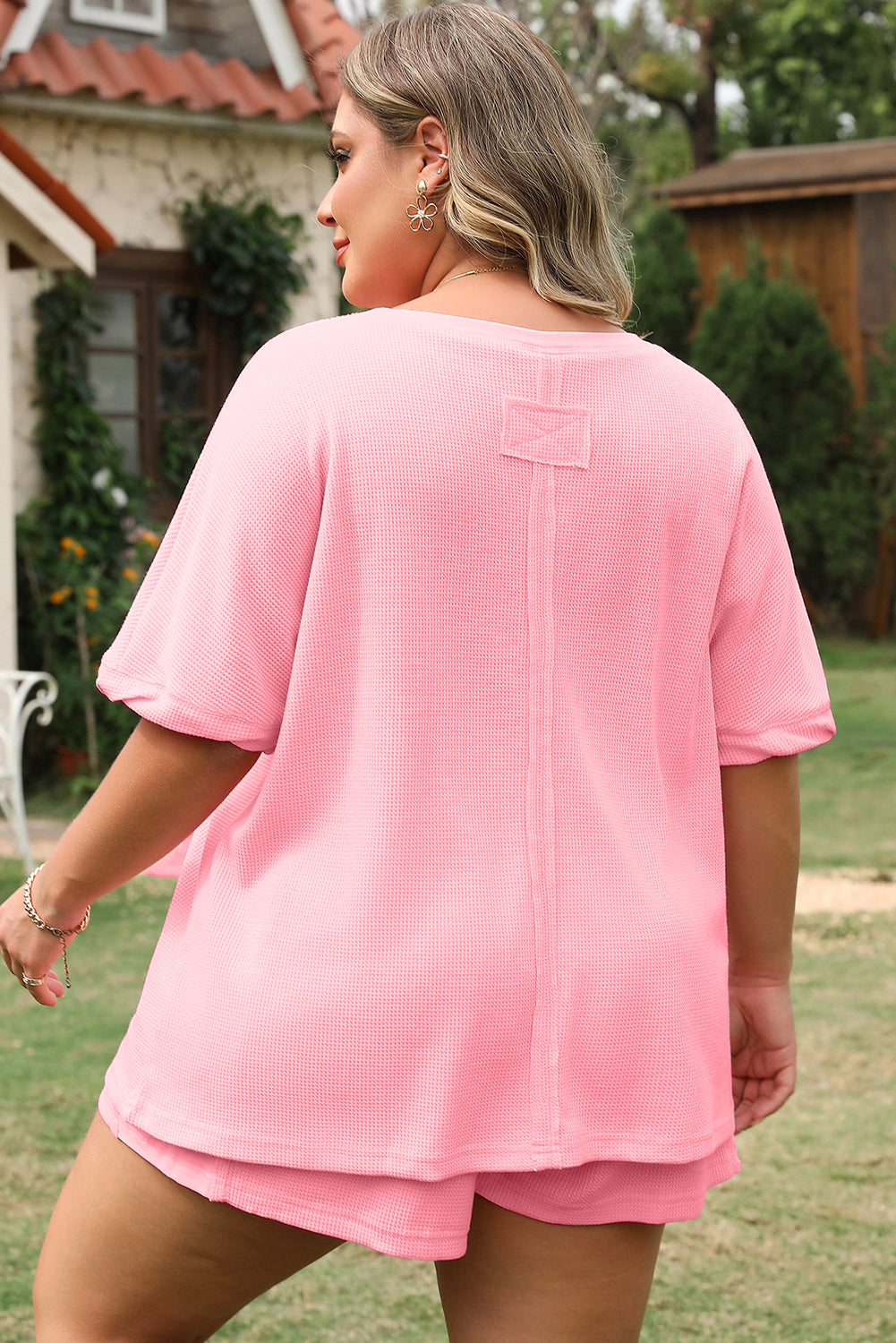 Pink Ribbed Exposed Seam Tee and Shorts Set. PSCollection