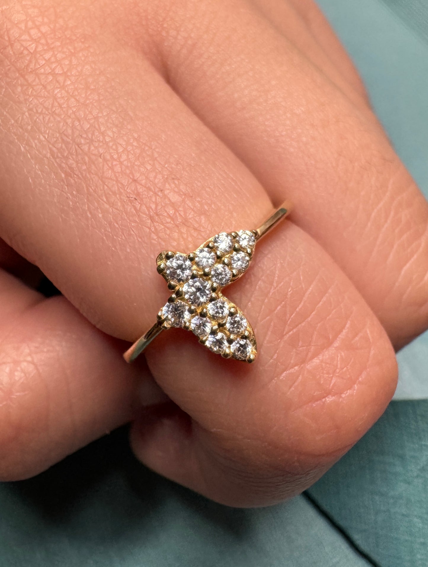 14K solid yellow gold butterfly