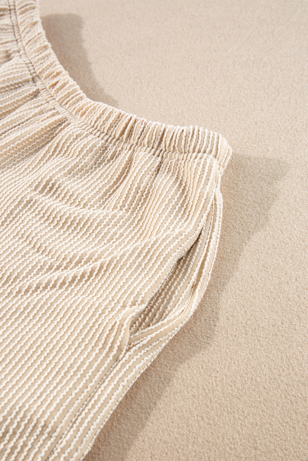 Corded Knit Long Sleeve Top and High Waist Shorts Set. GCollection