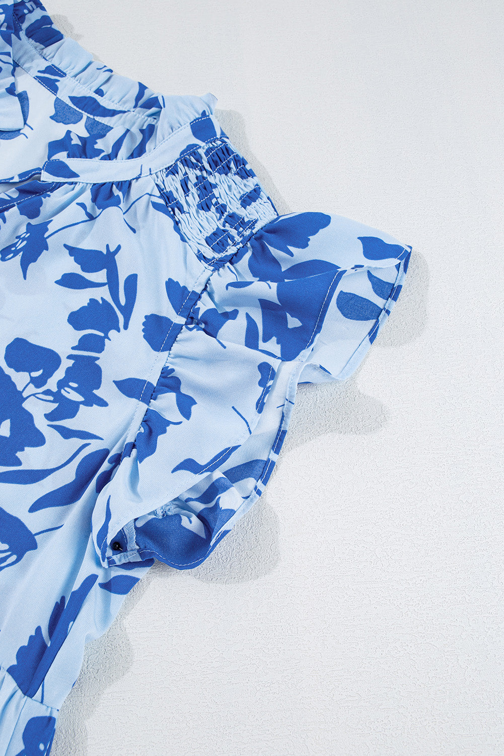 Sky Blue Floral Print Tiered Maxi Dress. GCollection