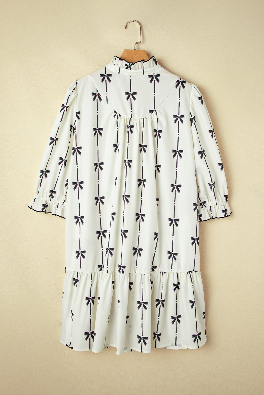 Apricot Bow Printed Plus Size Dress. PSCollection
