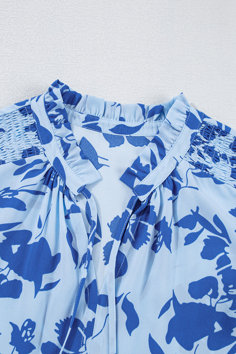 Sky Blue Floral Print Tiered Maxi Dress. GCollection