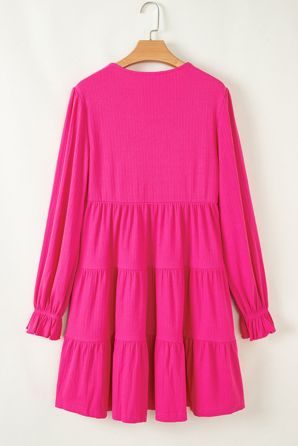 Rose Red Colorful Crochet V Neck Mini Dress. GCollection