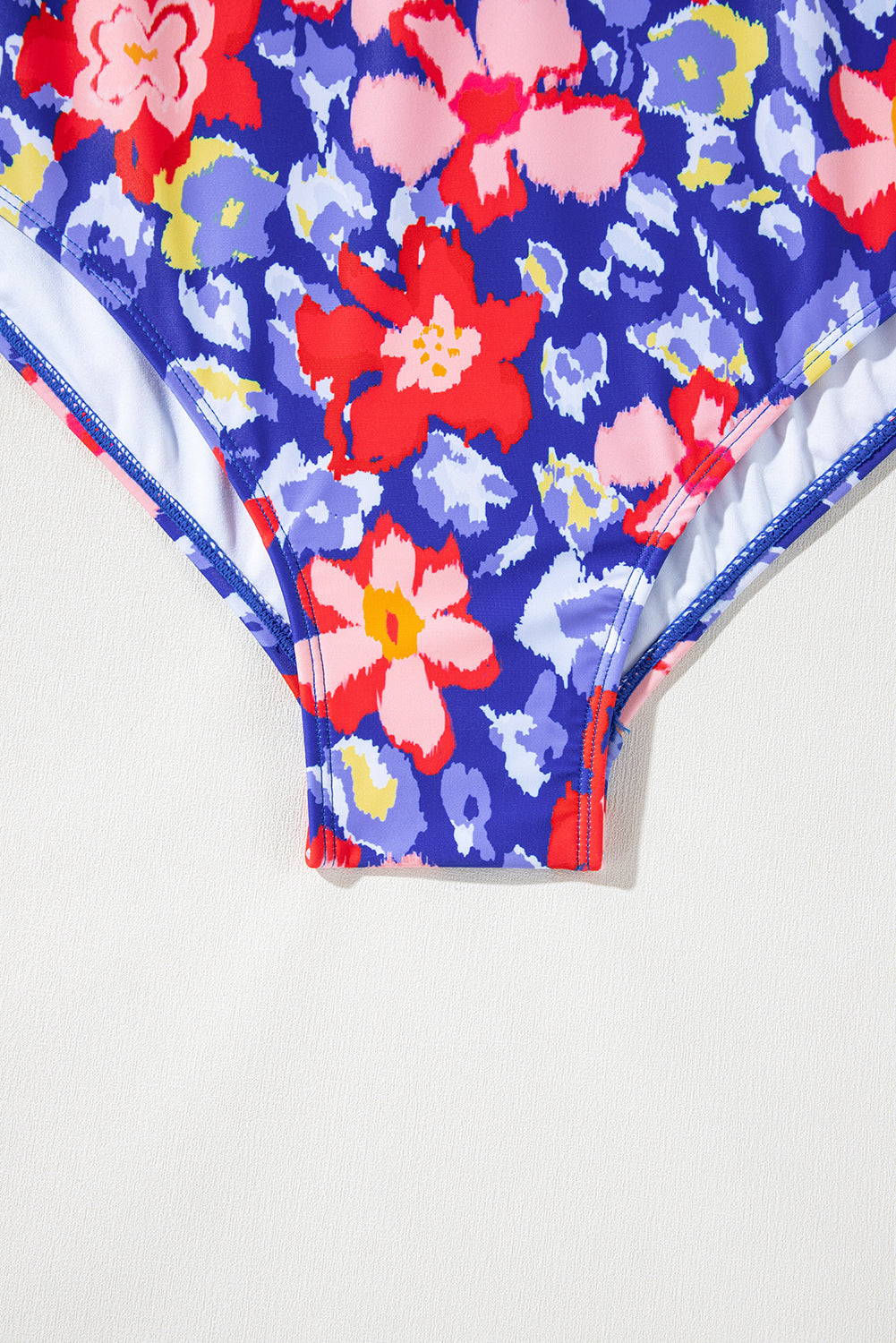 Floral Print Ruffled V Neck High Waist One Piece Swimwear. PSCollection