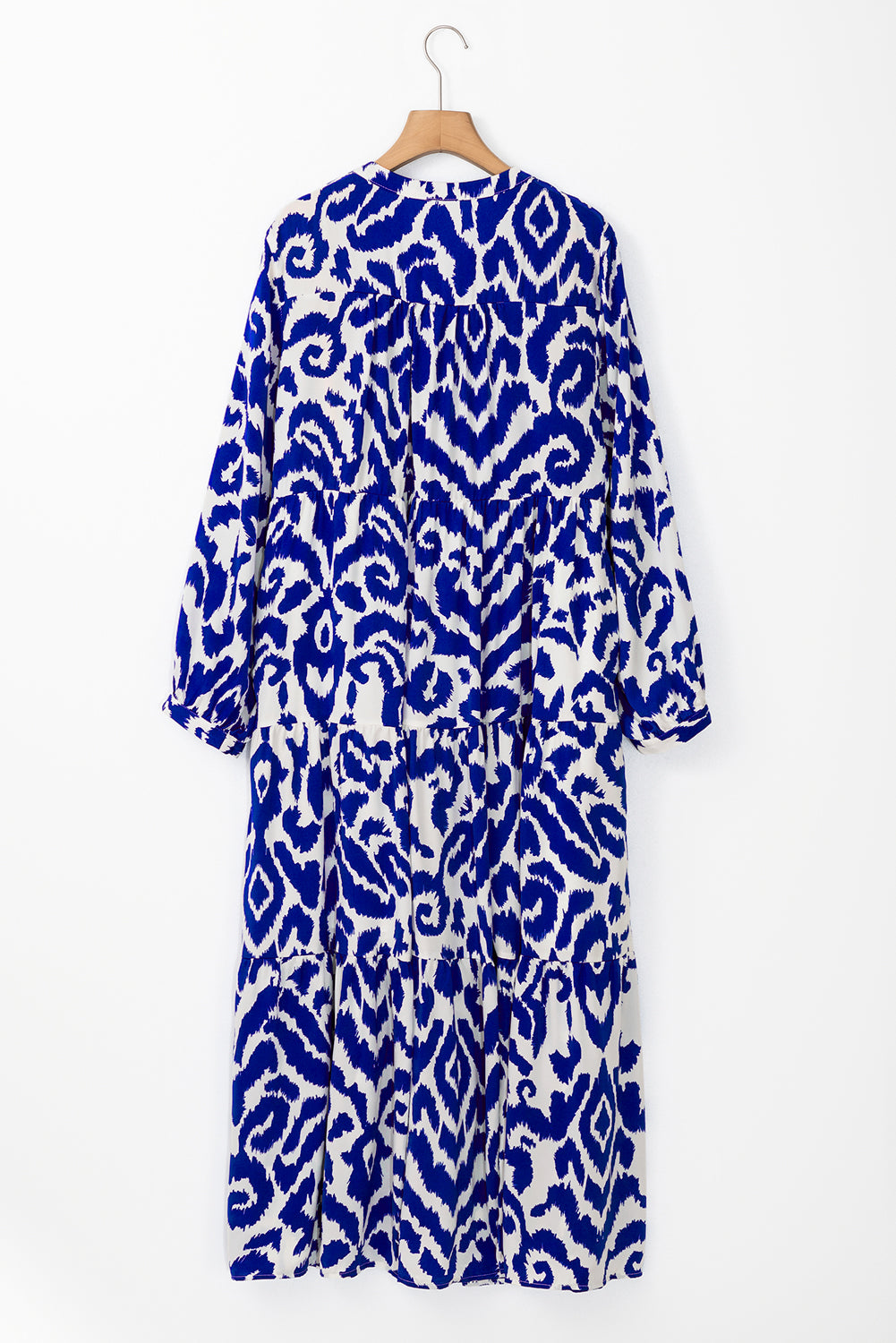 Blue Western Abstract Geometric Printed Maxi Dress. GCollection