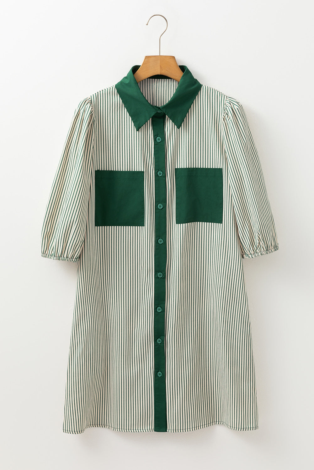 Green Patch Puff Sleeve Dress. GCollection