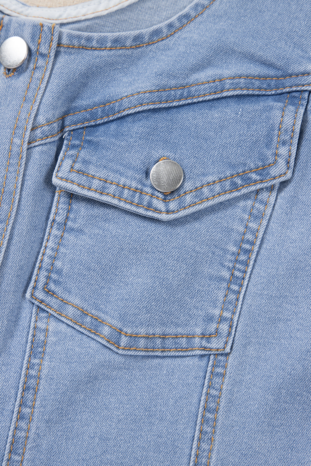 Blue Light Wash Denim Buttoned Slim Mini Dress. GCollection