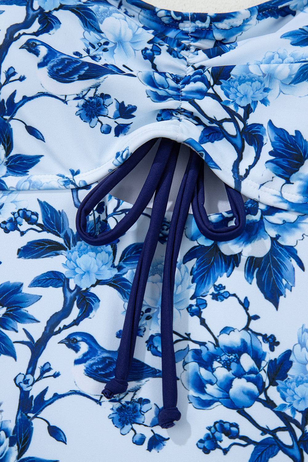 Blue Cutout Ruffled Spaghetti Strap One-Piece Swimwear. GCollection