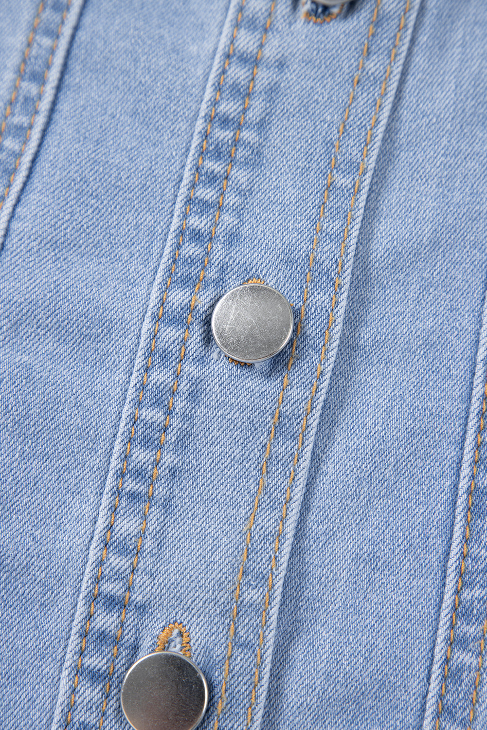 Blue Light Wash Denim Buttoned Slim Mini Dress. GCollection