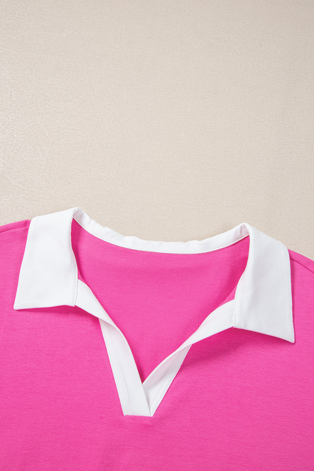 Pink Contrast Short Sleeve Plus Size Top. PSCollection