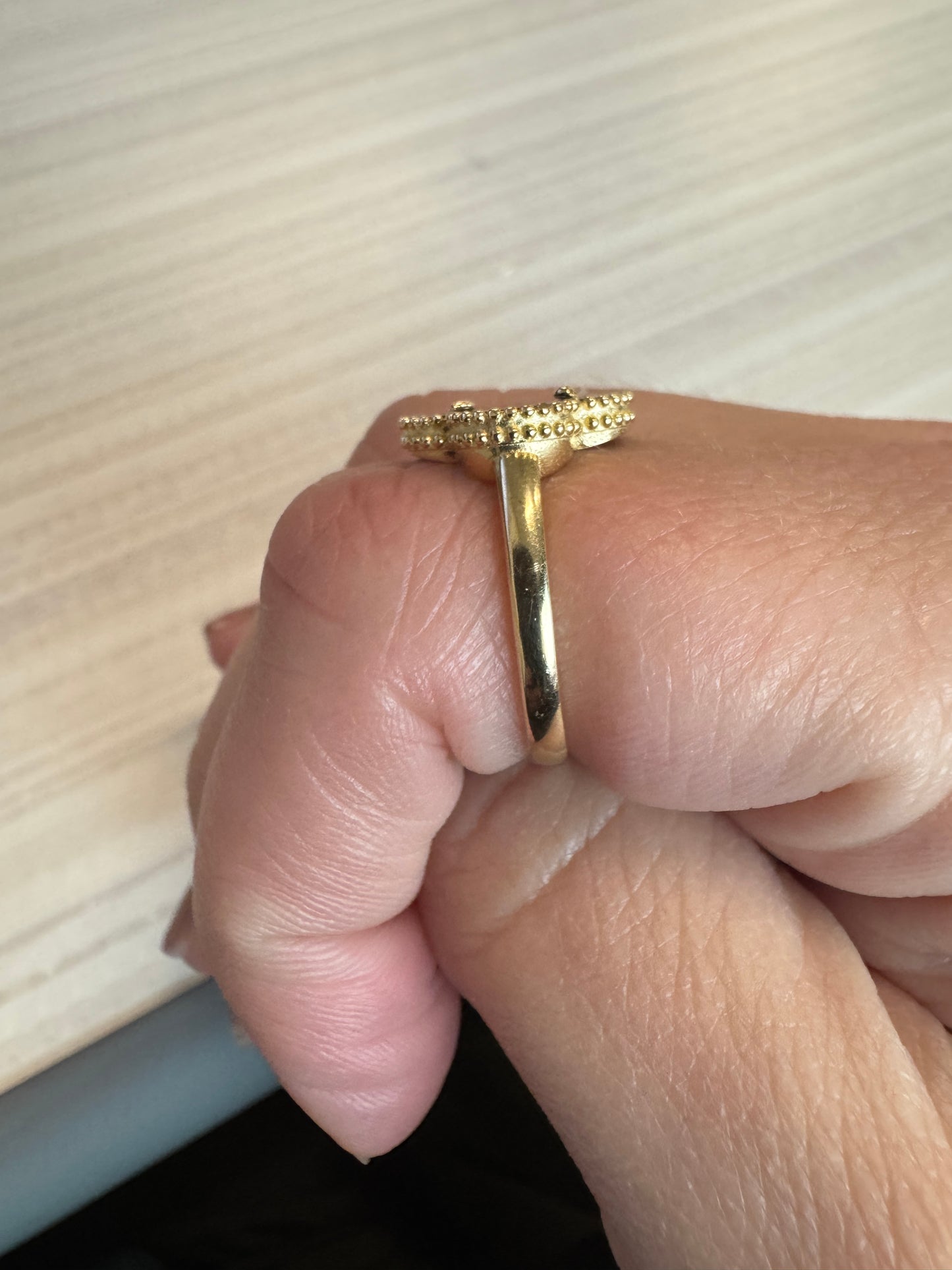 14K solid gold flower ring