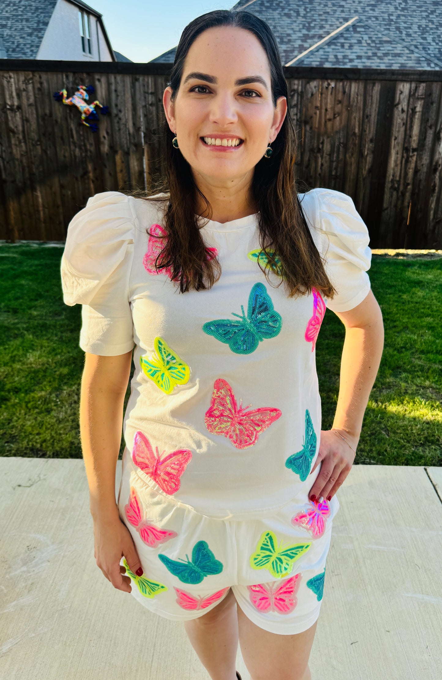 White and sequin butterflies set