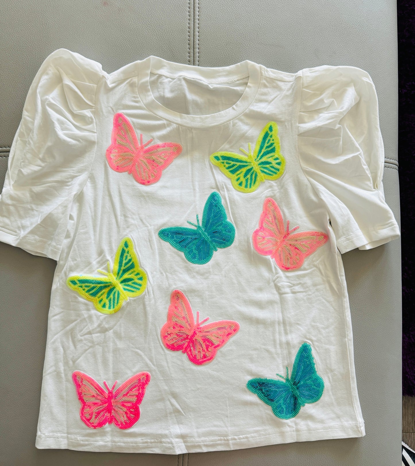 White and sequin butterflies set