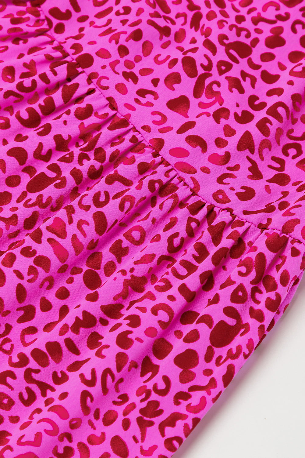 Rose Red Leopard Print Ruffled Trim Tiered Maxi Dress. GCollection