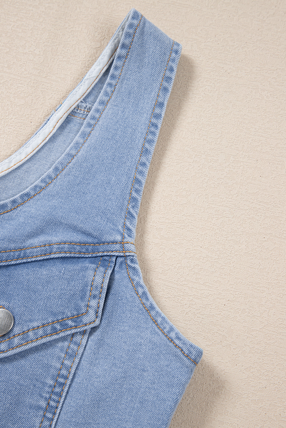 Blue Light Wash Denim Buttoned Slim Mini Dress. GCollection