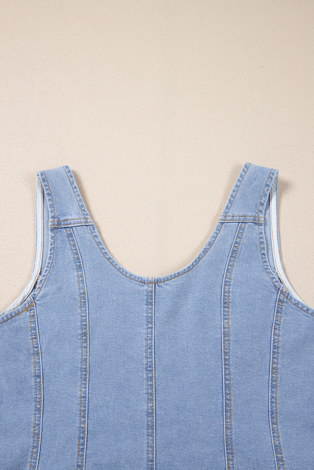 Blue Light Wash Denim Buttoned Slim Mini Dress. GCollection