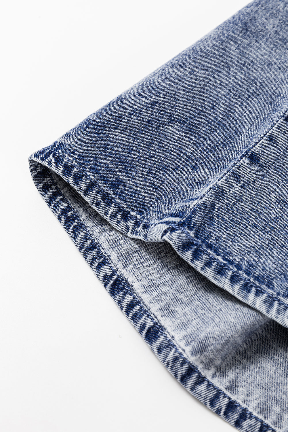 Blue Acid Wash Pearl Embellishments Denim Top. GCollection