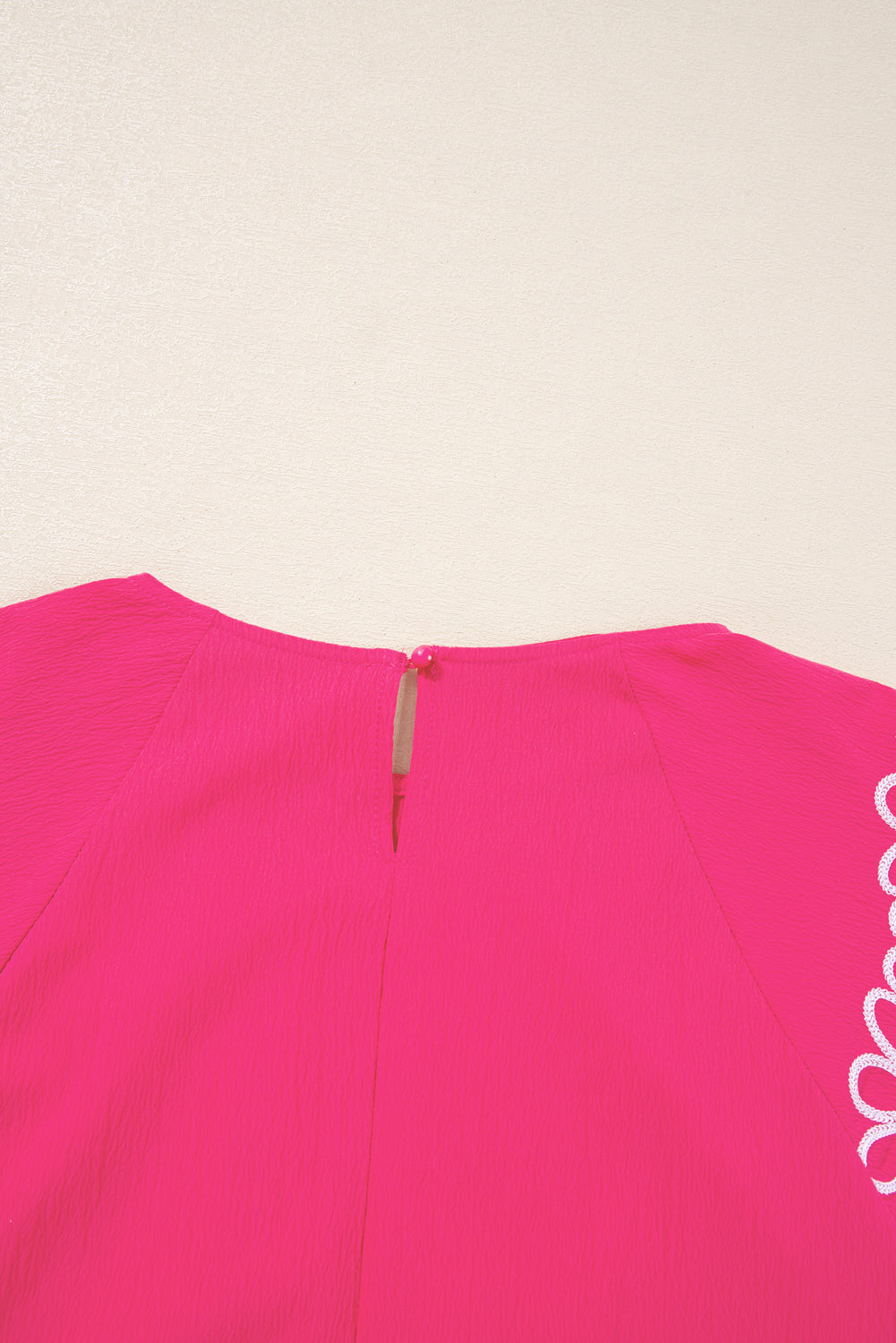 Strawberry Pink Floral Embroidered Plus Size Blouse. PSCollection