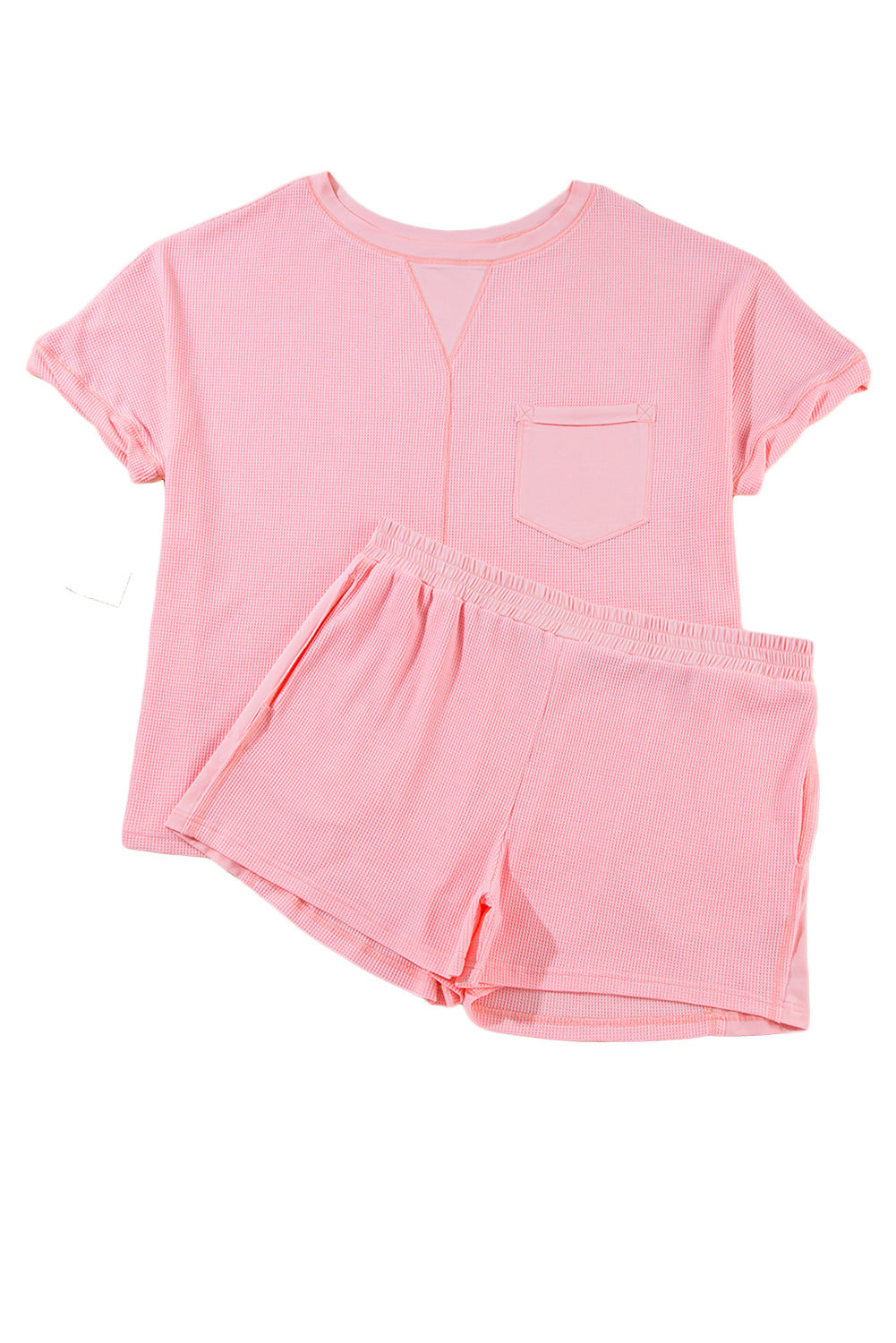 Pink Ribbed Exposed Seam Tee and Shorts Set. PSCollection