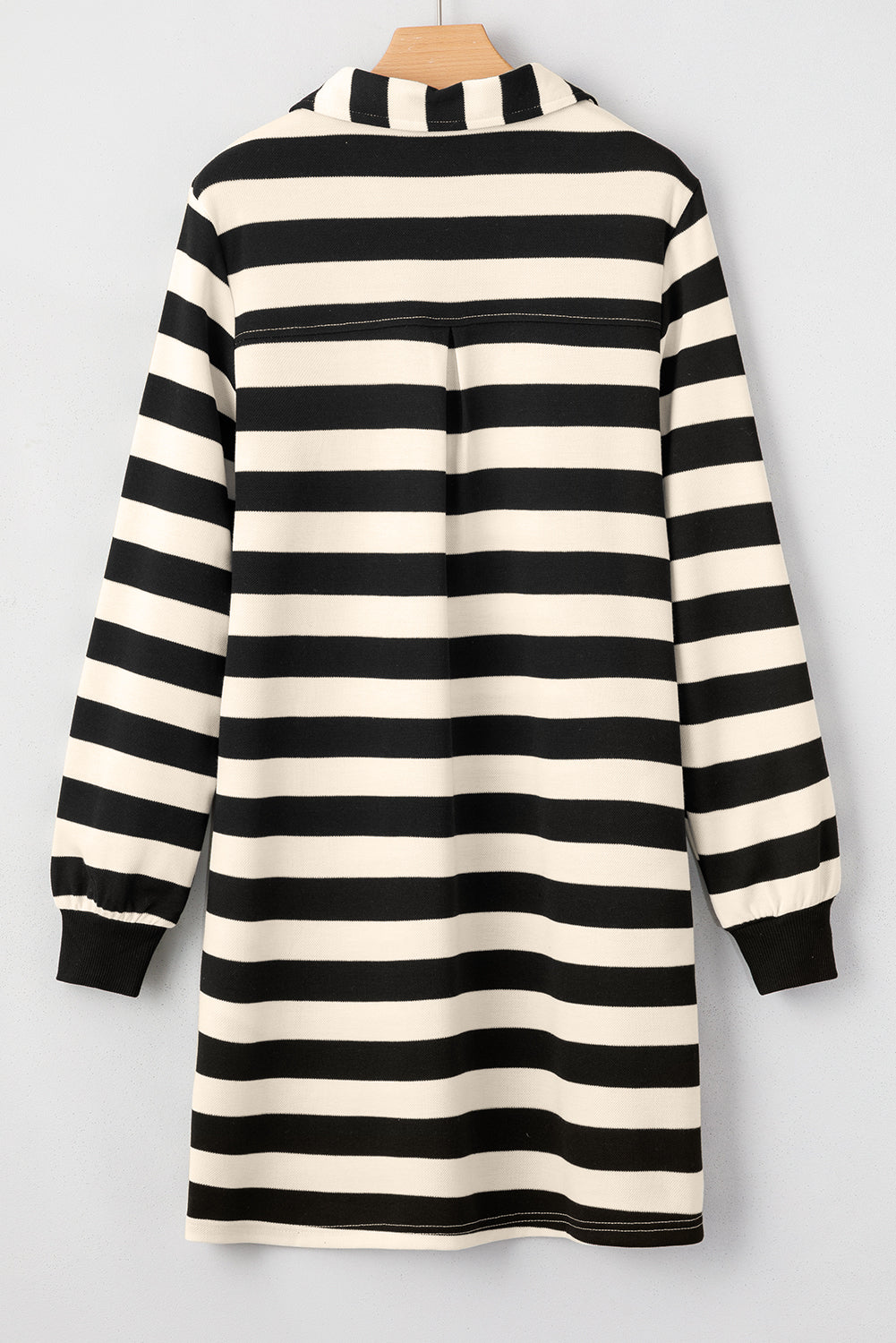 Black Stripe Collared V Neck Long Casual Dress. GCollection