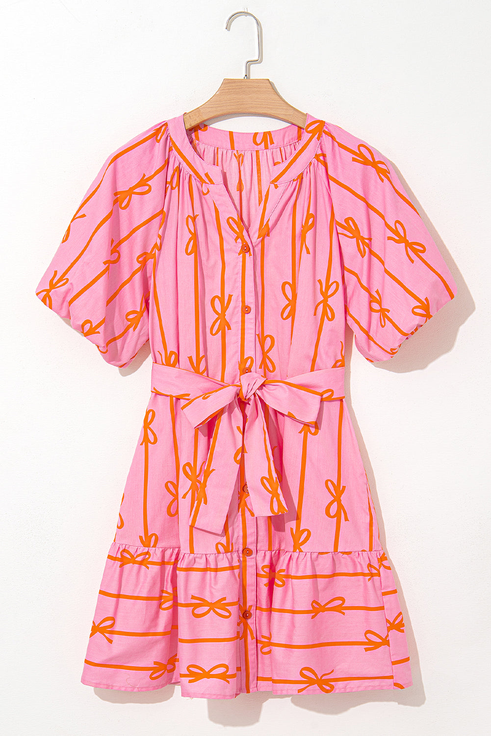 Pink Bowknot Striped Dress. GCollection