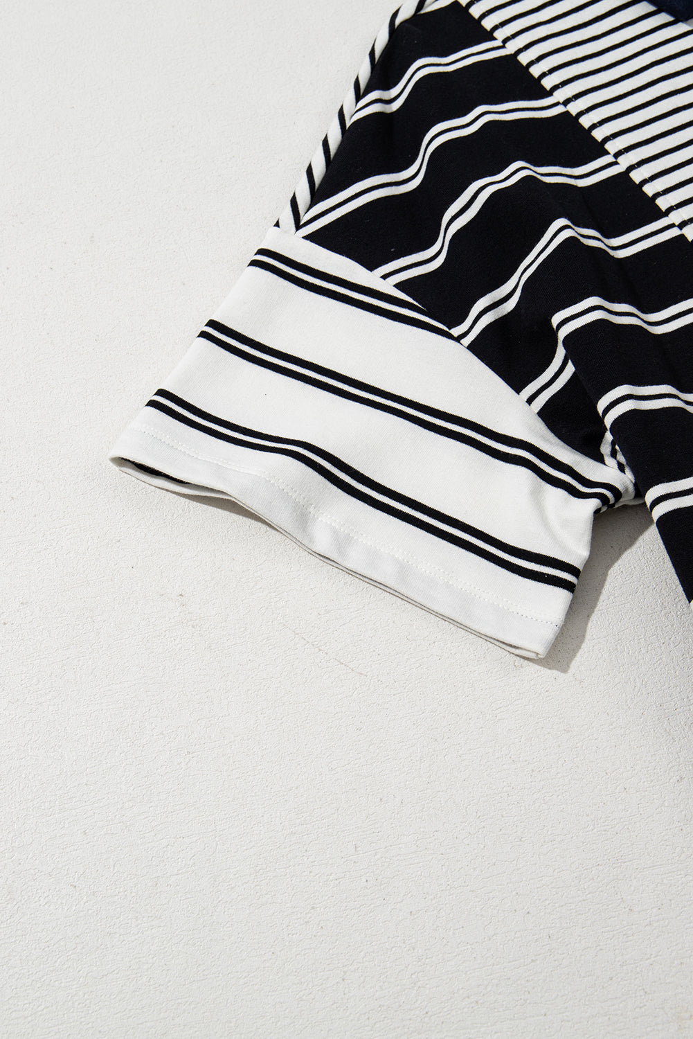 Black Stripe Half Placket Polo T Shirt Dress. GCollection