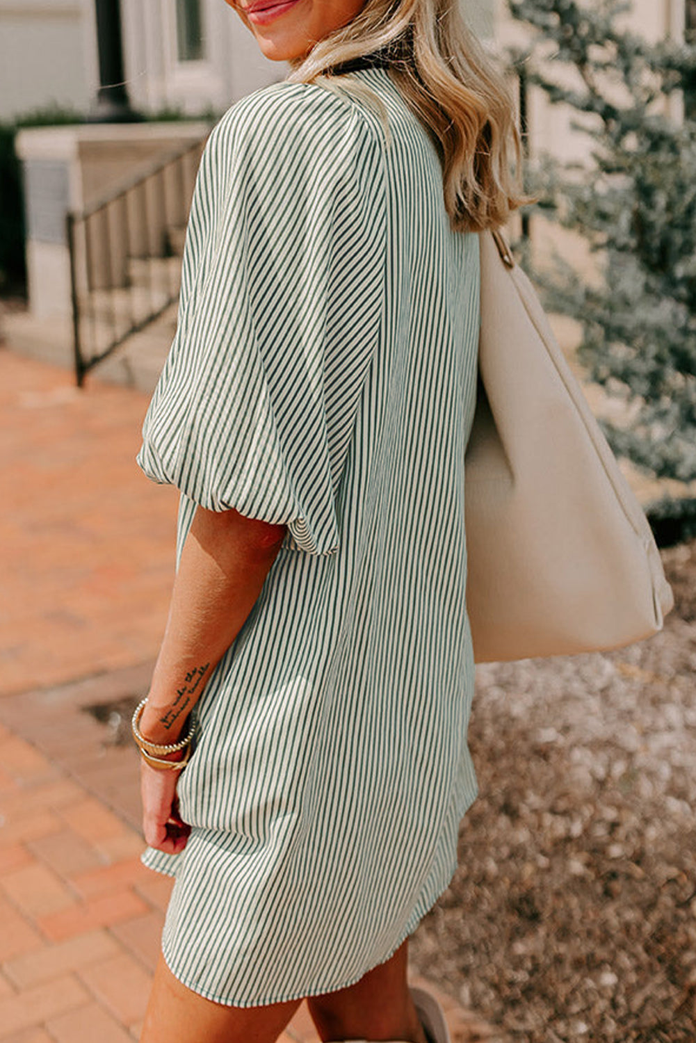 Green Patch Puff Sleeve Dress. GCollection