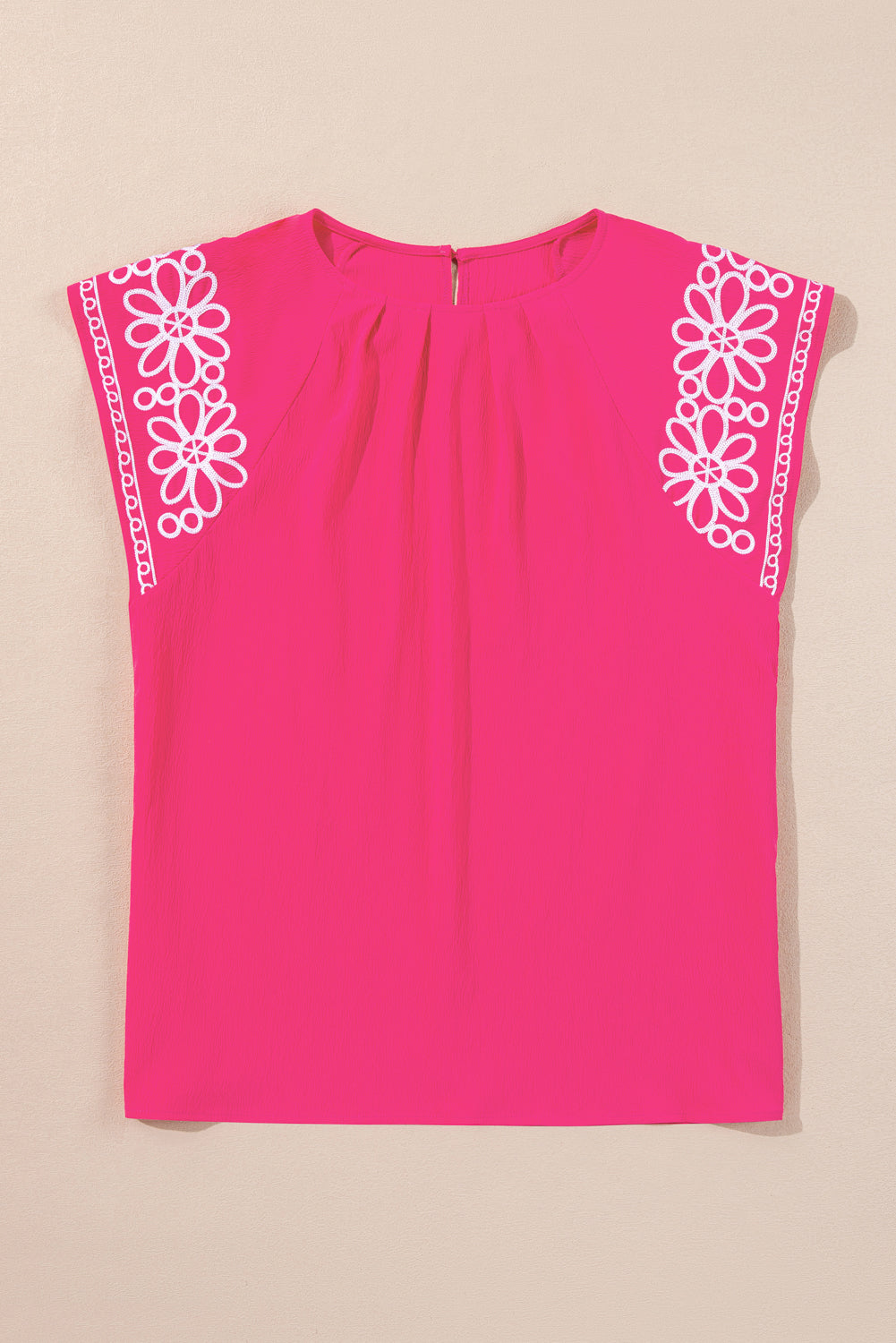Strawberry Pink Floral Embroidered Plus Size Blouse. PSCollection