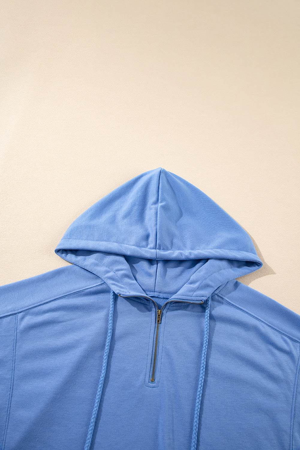 Sky Blue Casual Zipped Short Sleeve Hoodie and Shorts Set. GCollection